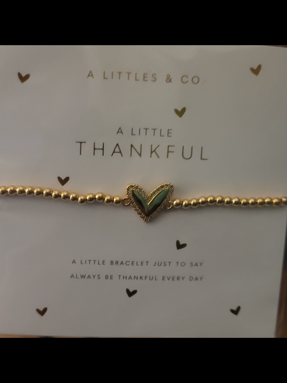 Gold Beaded Bracelet with Heart